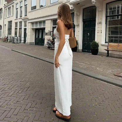 Chic Halter Tops And Slit Skirts