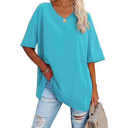 Women's Loose Short-sleeved V-neck T-shirt