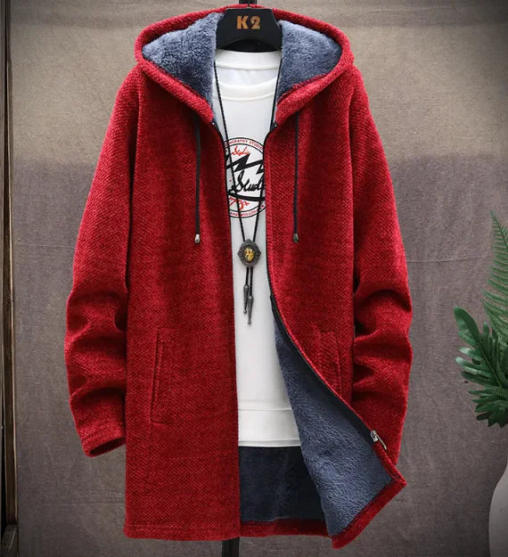 Jacket plus fleece hooded sweater coat men