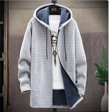 Jacket plus fleece hooded sweater coat men