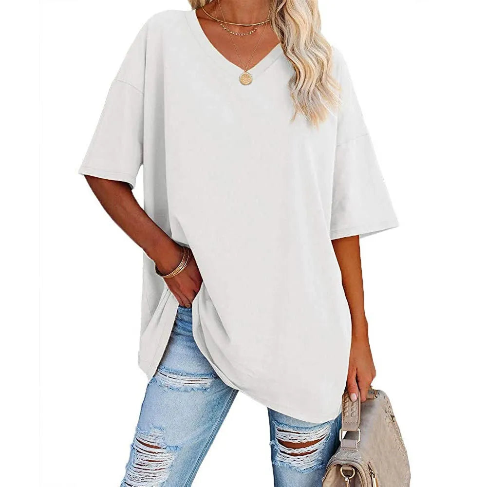 Women's Loose Short-sleeved V-neck T-shirt