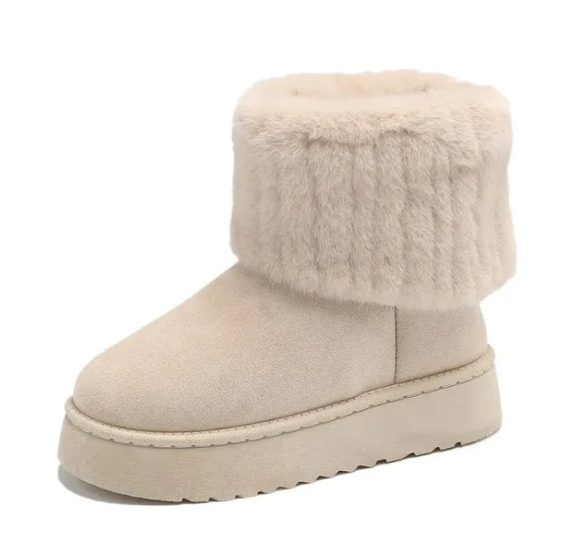 Plush Mid-Tube Snow Boots