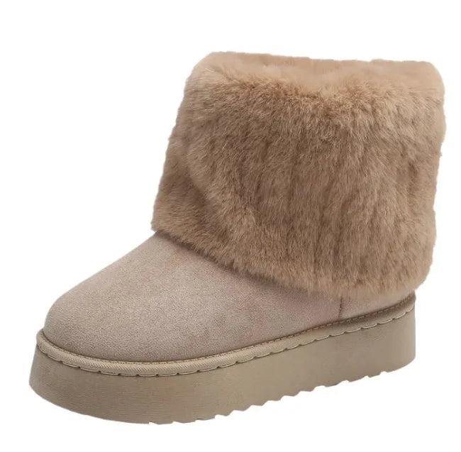 Plush Mid-Tube Snow Boots