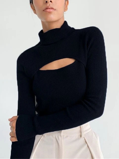 Knitted Long Sleeve Crop Top