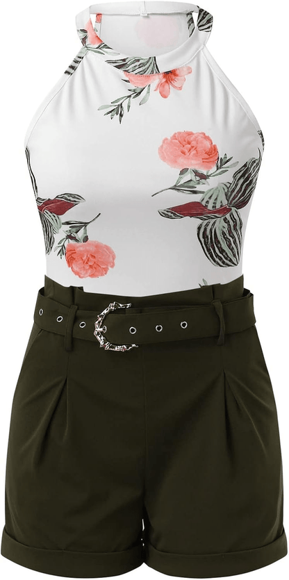 Beach Suit Slim Short Top Shorts Print Casual - Musttbuy