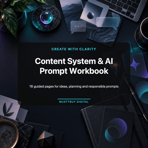 📣 Content System & AI Prompt Workbook for Small Business – PDF - Digital workbook - Musttbuy