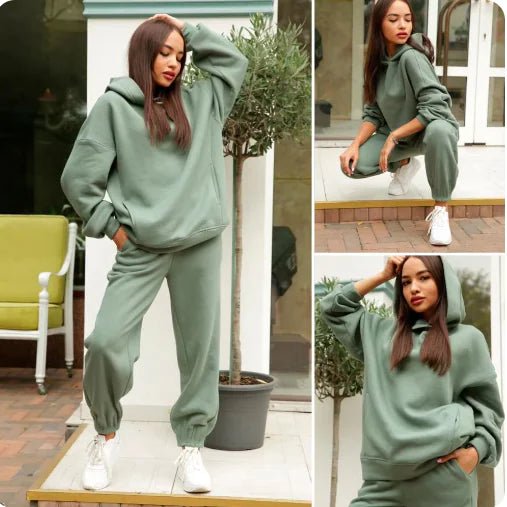 Cozy Hooded Plush Sweatshirt for Women – Casual Sportswear - Musttbuy