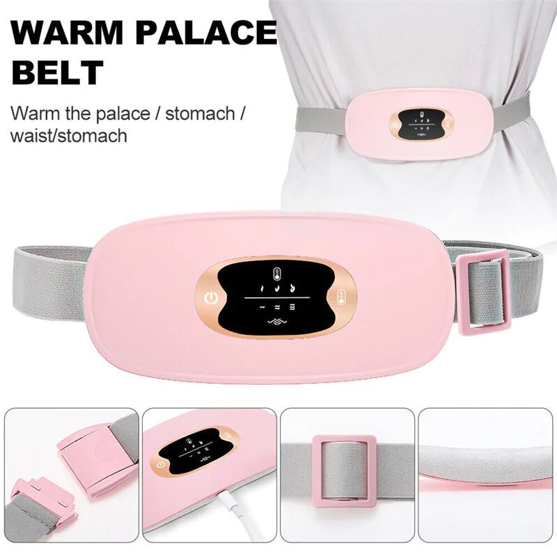Electric Heating Menstrual Vibration Pad Belt For Period Pain Relief Cramps - Musttbuy