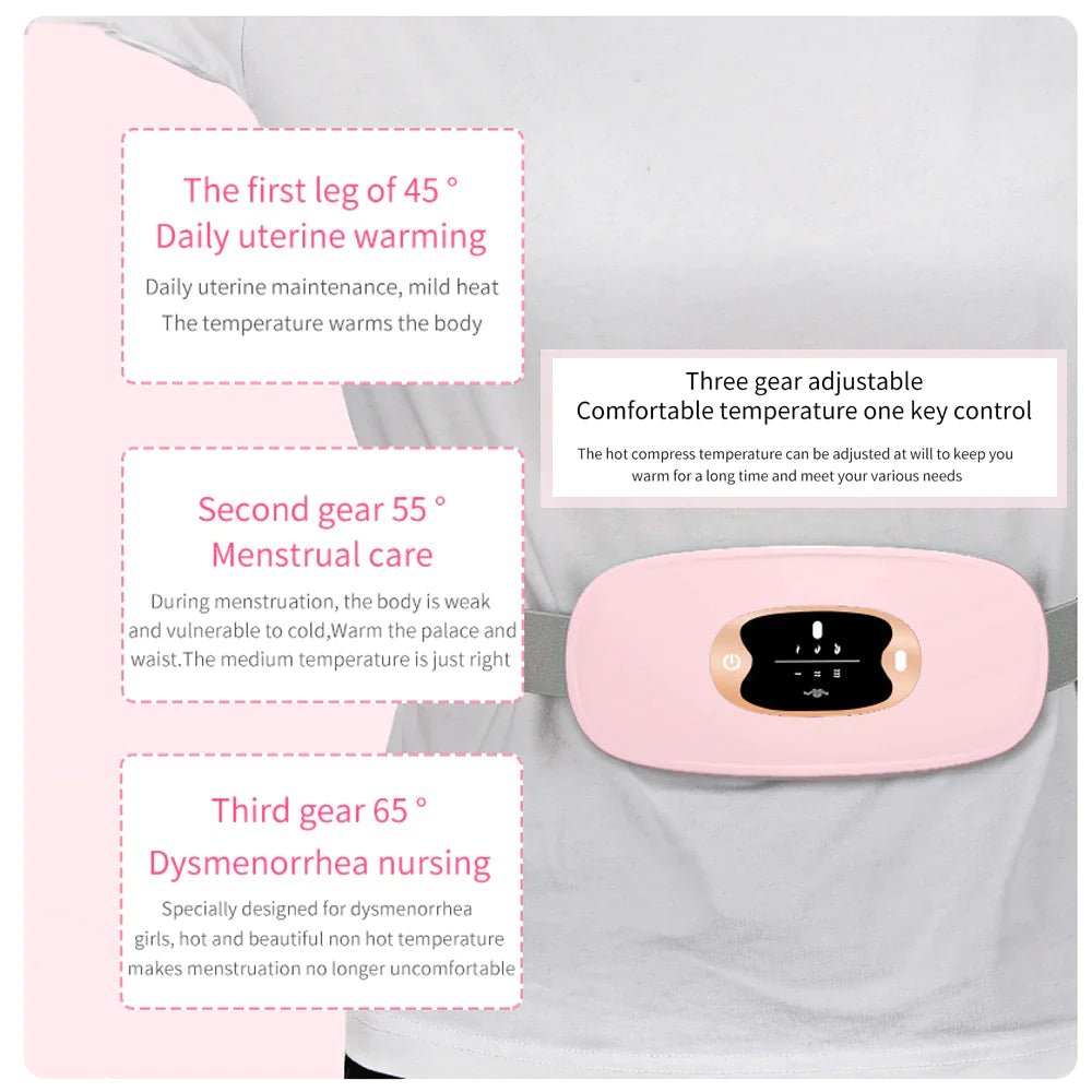 Electric Heating Menstrual Vibration Pad Belt For Period Pain Relief Cramps - Musttbuy