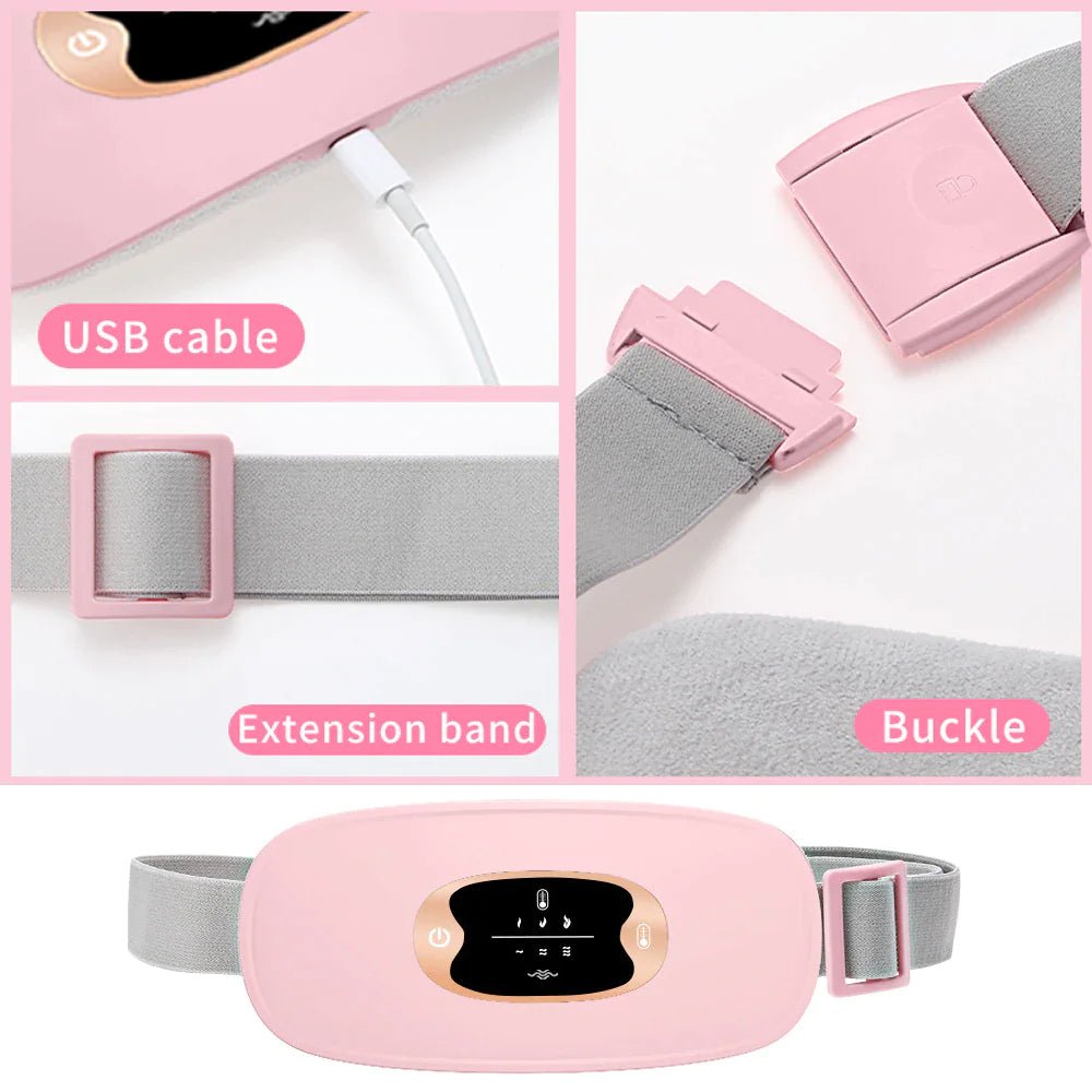Electric Heating Menstrual Vibration Pad Belt For Period Pain Relief Cramps - Musttbuy