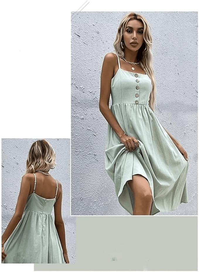 Elowen Button Linen Dress - Musttbuy