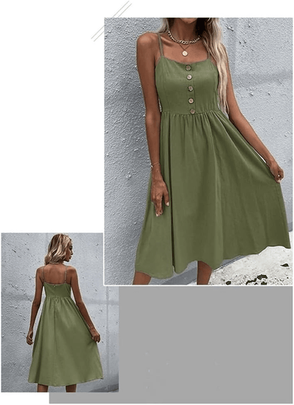 Elowen Button Linen Dress - Musttbuy