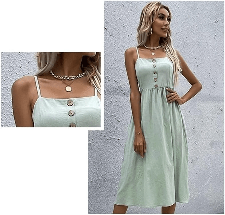 Elowen Button Linen Dress - Musttbuy