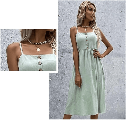 Elowen Button Linen Dress - Musttbuy