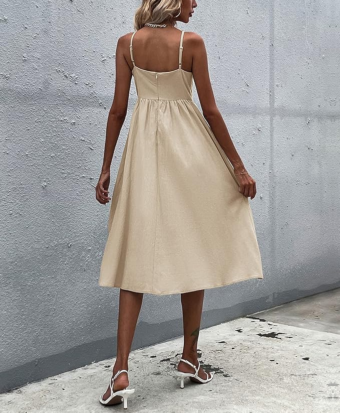 Elowen Button Linen Dress - Musttbuy