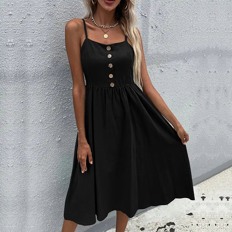 Elowen Button Linen Dress - Musttbuy