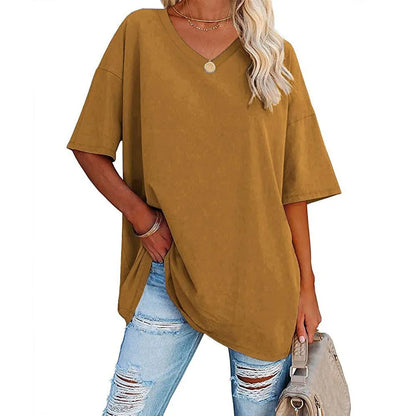 Women's Loose Short-sleeved V-neck T-shirt