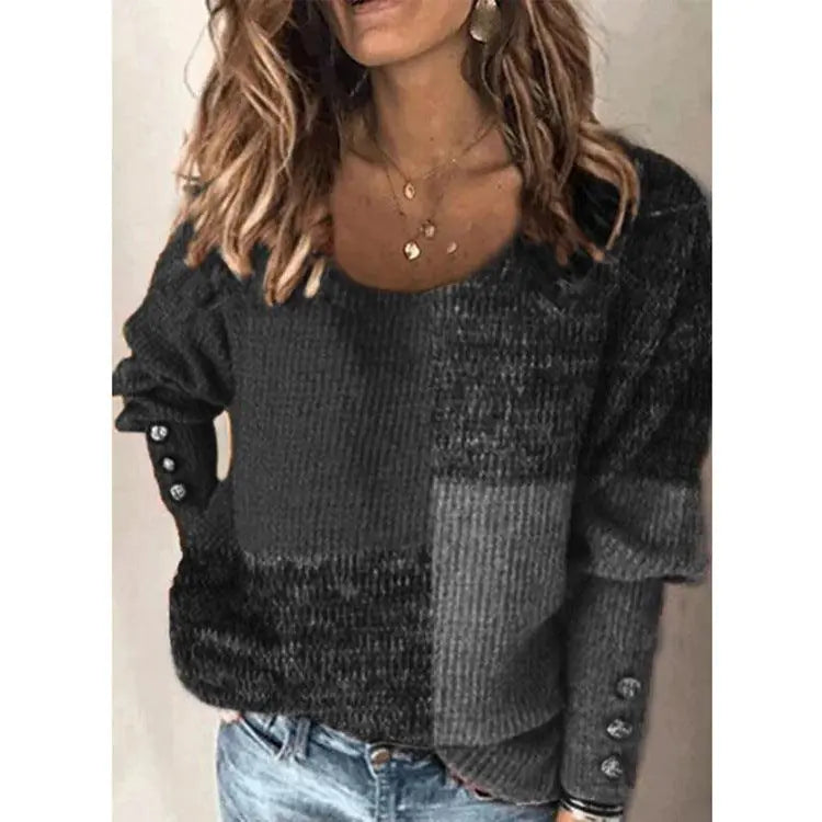 Pullover Long Sleeve Contrast Top