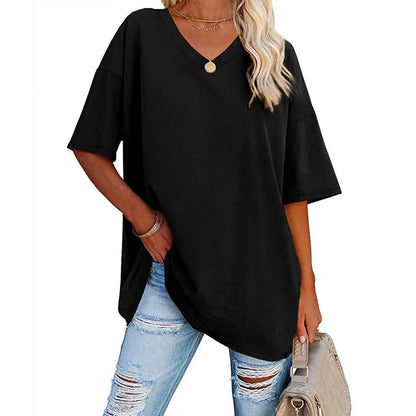 Women's Loose Short-sleeved V-neck T-shirt