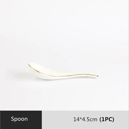 High - quality Matte Gilt Rim White Porcelain Dinner Tray Kitchen Plates Ceramic Tableware - Musttbuy