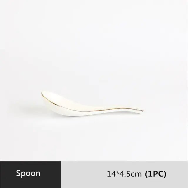 High - quality Matte Gilt Rim White Porcelain Dinner Tray Kitchen Plates Ceramic Tableware - Musttbuy