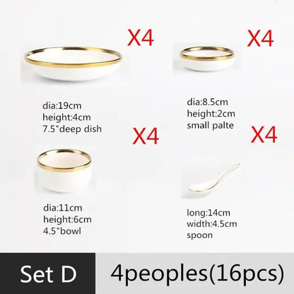 High - quality Matte Gilt Rim White Porcelain Dinner Tray Kitchen Plates Ceramic Tableware - Musttbuy