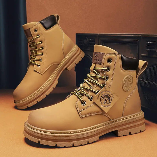 High Top Boots Men's Leather Shoes - Musttbuy