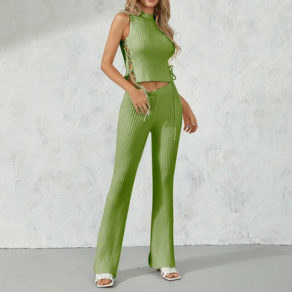 Ribbed Drawstring Top & Pants Set