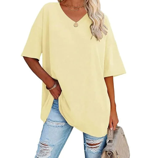 Women's Loose Short-sleeved V-neck T-shirt