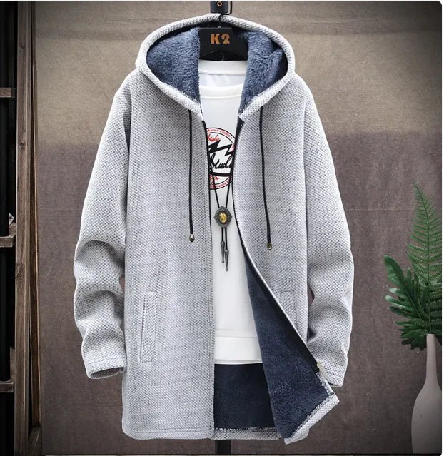 Jacket plus fleece hooded sweater coat men - Musttbuy