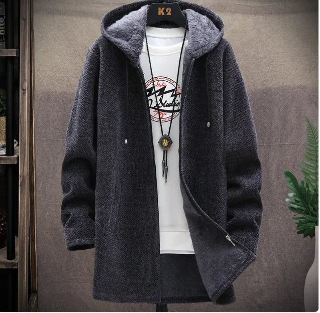 Jacket plus fleece hooded sweater coat men - Musttbuy