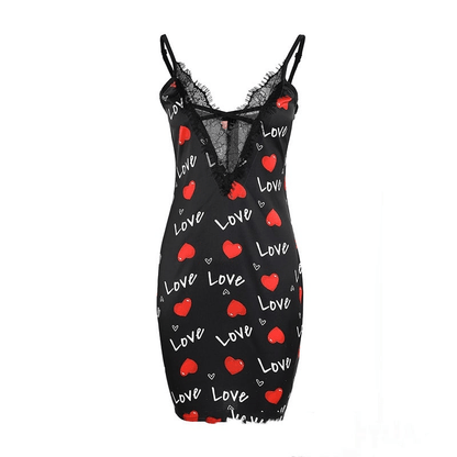 Lace Stitching Printed Nightdress - Lingerie - Musttbuy