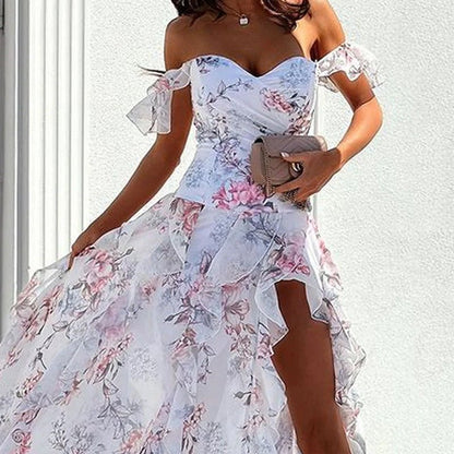 Lilienne Ruffle Split Gown - Musttbuy