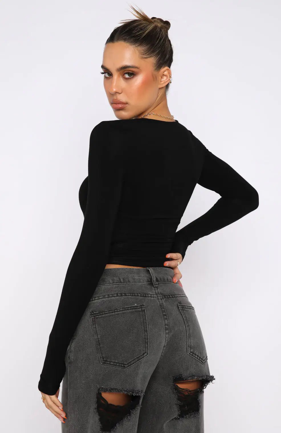 Long Sleeve Top Black - Musttbuy
