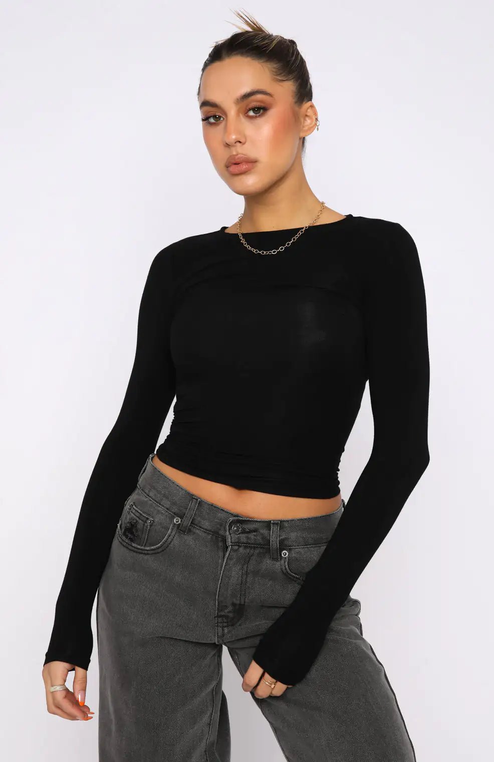 Long Sleeve Top Black - Musttbuy