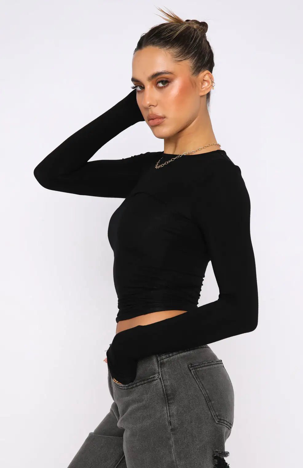 Long Sleeve Top Black - Musttbuy