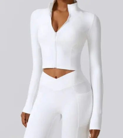Long Sleeve Yoga Wear Coat with Zipper - Musttbuy