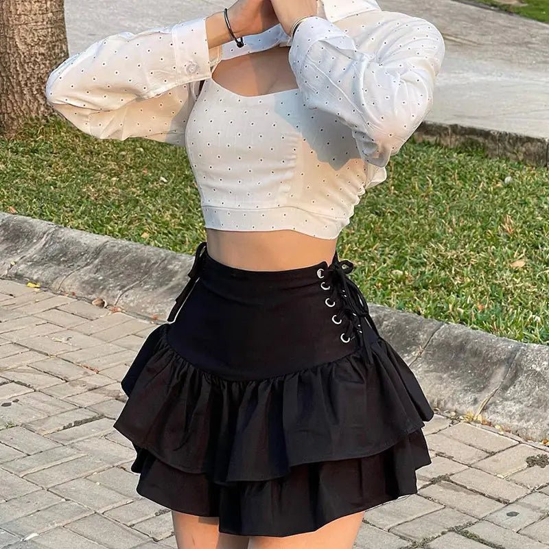 Lunara Ruffle Lace - Up Skirt - Musttbuy