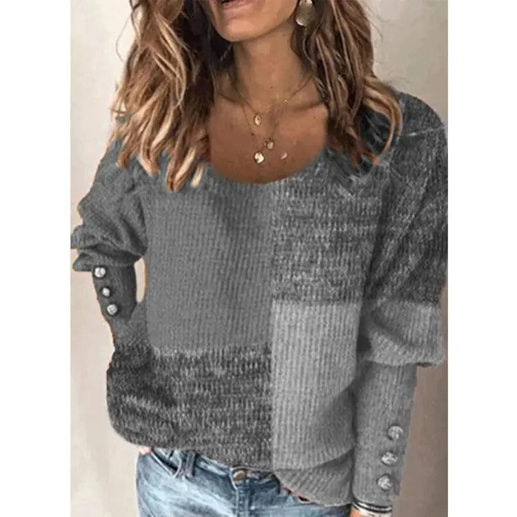 Pullover Long Sleeve Contrast Top