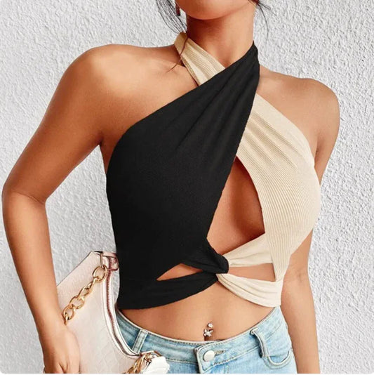 Chic Color Block Crop Top