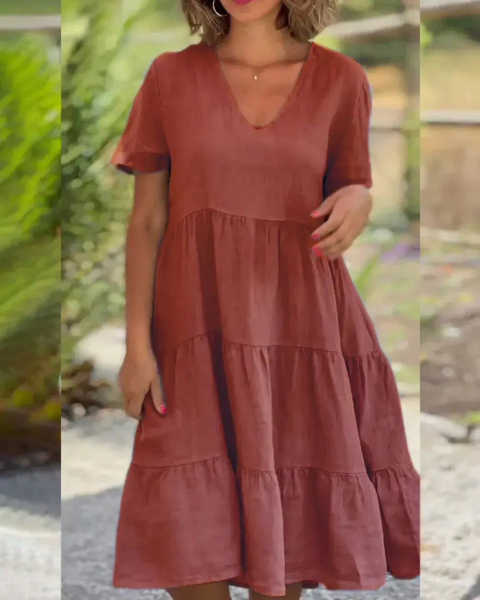 Cotton And Linen Casual Women's Dress