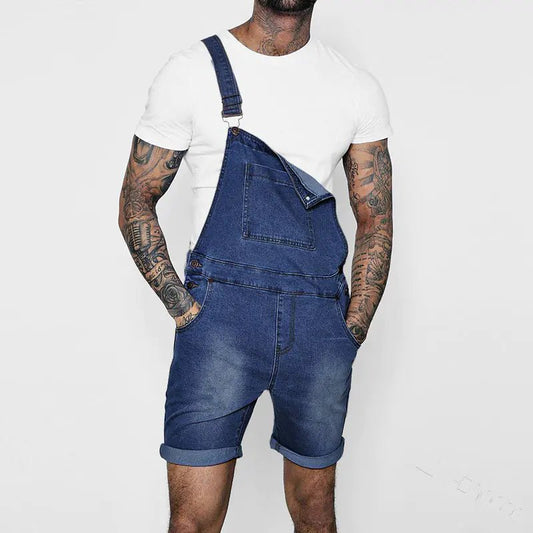 Men's Fashion Rolled - Up Bib Trousers Jumpsuit - Musttbuy