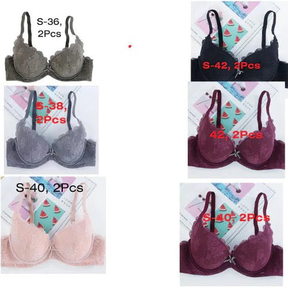 Multi - Color Steel Ring Gathered Bra - Musttbuy