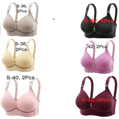 Multi - Color Steel Ring Gathered Bra - Musttbuy