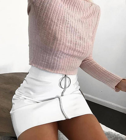 Nova Zip - Up Leather Skirt - Musttbuy