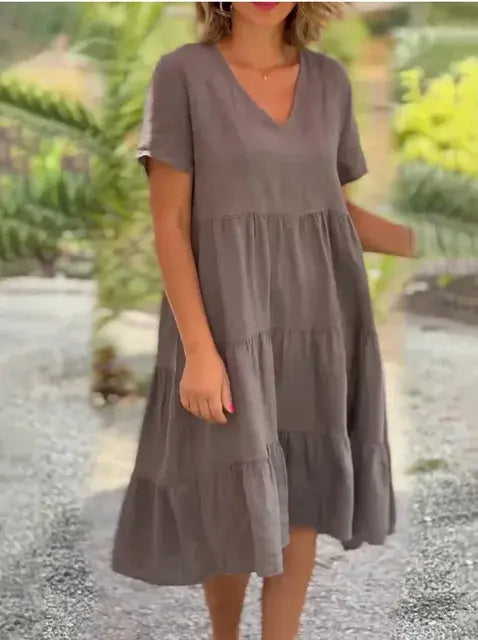 Cotton And Linen Casual Women's Dress