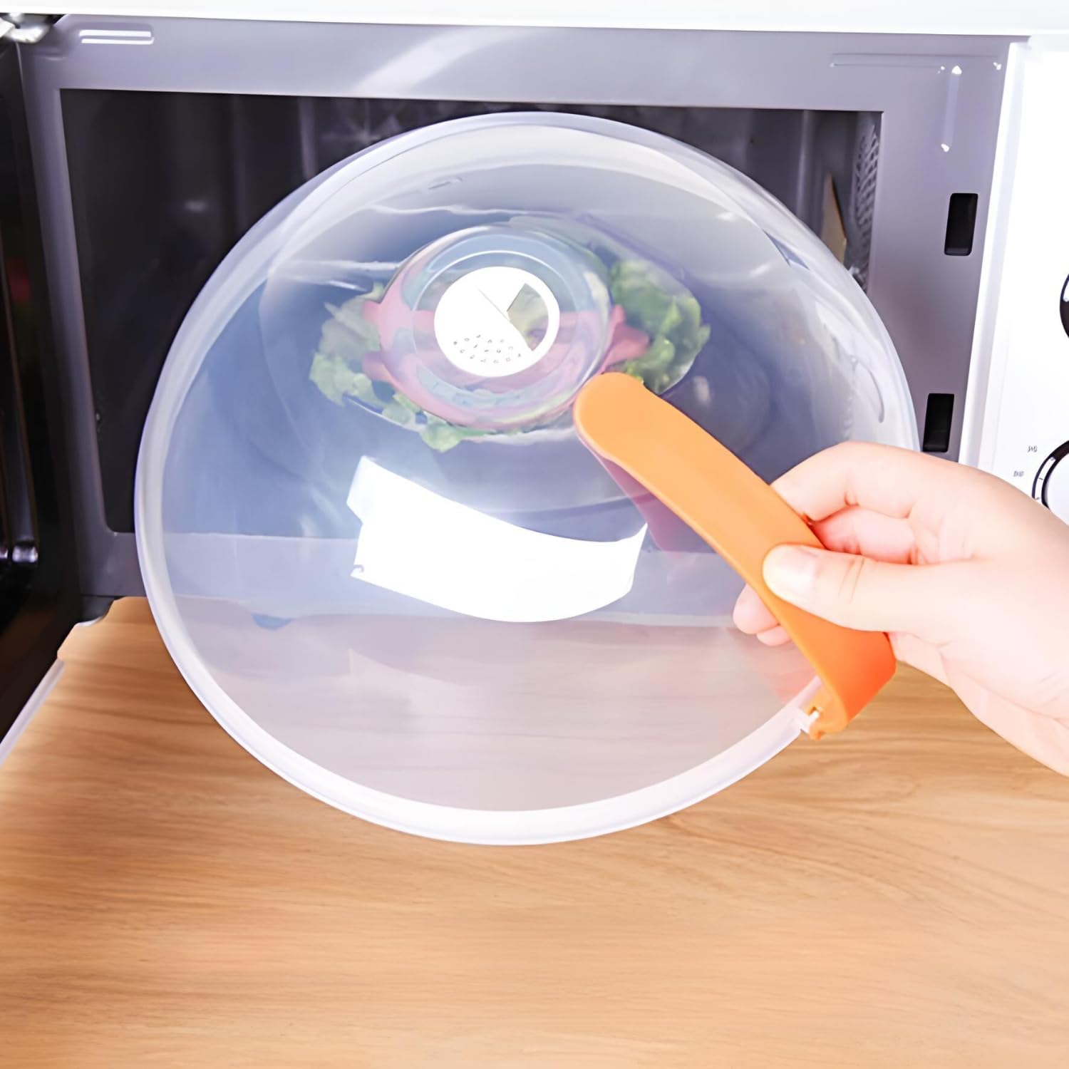 Polypropylene Microwave Plate Splatter Cover with Handle - Musttbuy