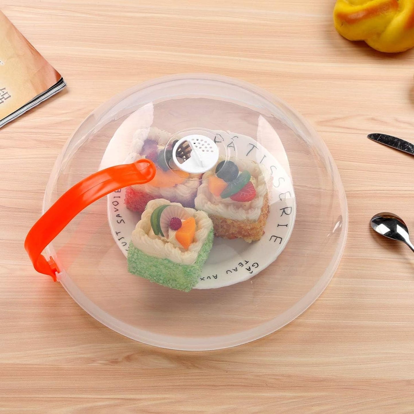 Polypropylene Microwave Plate Splatter Cover with Handle - Musttbuy