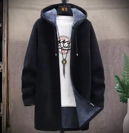 Jacket plus fleece hooded sweater coat men