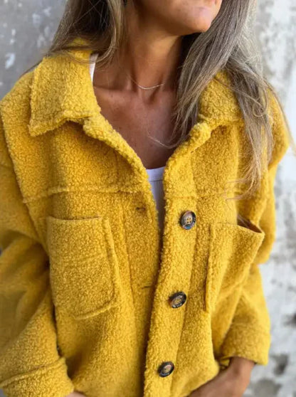 Women's Lapel Single Breasted Lamb Wool Coat